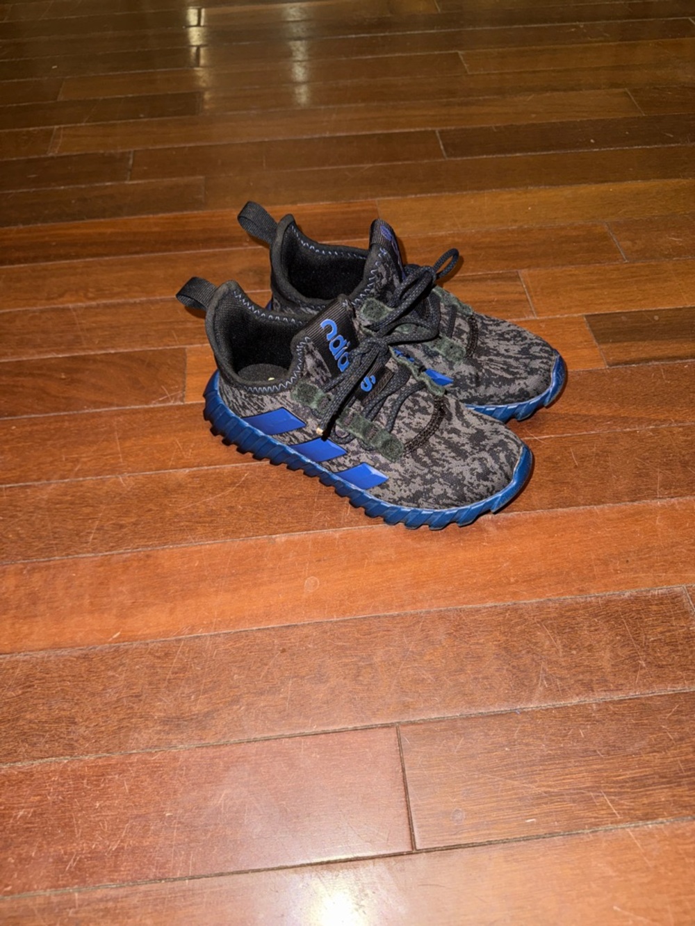 adidas Kids Black and Blue Camouflage Slip-On Sneakers